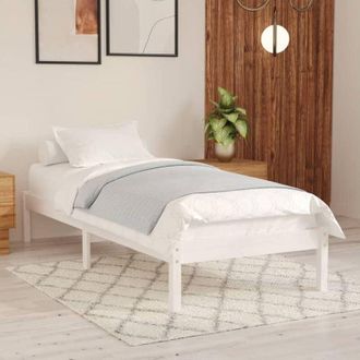 vidaXL Bed Frame without Mattress White Solid Wood Small Single Vidaxl
