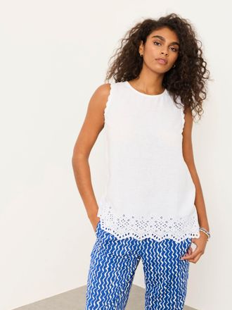 Fat Face FatFace Ella White Petite Broderie Cami