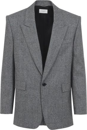 Saint Laurent Blazers, male, Gray, XL, Prince of Wales Wool Blazer