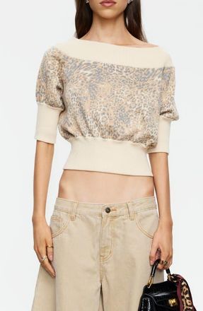 Lioness Adriana Off the Shoulder Sweater in Leopard at Nordstrom, Size X-Small