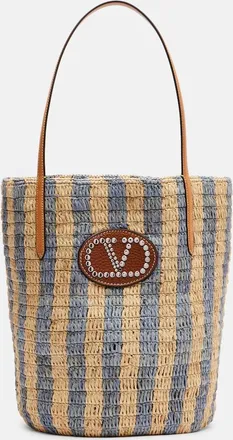 Valentino Garavani VLogo striped raffia tote bag