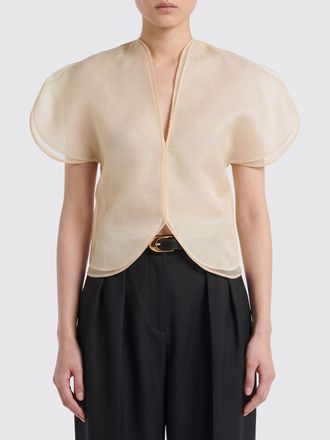 Khaite Blusa in pura seta con maniche corte a palloncino e scollo a V