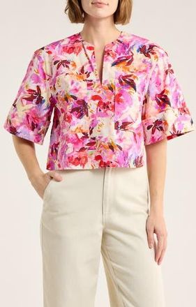 Ulla Johnson Suri Floral Cotton Top in Azalea at Nordstrom Rack, Size 00