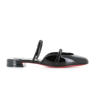 Christian Louboutin Heeled Mules, female, Black, Size: 7 1/2 US Jane Nina Flat Patent