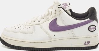 Nike White/purple Leather Air Force 1 Low Hoops White Canyon Purple Sneakers