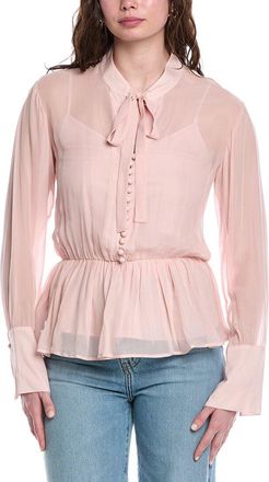 Rebecca Taylor Covered Button Tie-Front Blouse