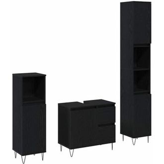 vidaXL Conjunto De Muebles De Ba&ntilde;o 3 Pcs Roble Negro 30 X 30 X 190 Cm Vidaxl