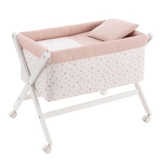 Cambrass Minicuna tijera madera 55x87x74 cm rosa/bco