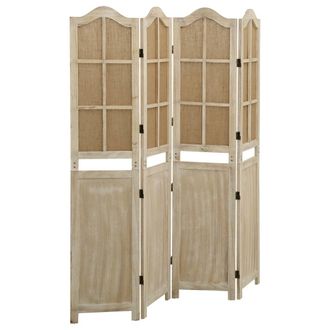 vidaXL Biombo De 4 Paneles Tela Marr&oacute;n 140x165 Cm Vidaxl