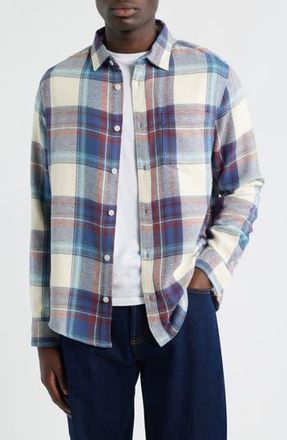 Wax London Shelly Plaid Cotton Flannel Button-Up Shirt in Blue /Multi at Nordstrom Rack, Size Xx-Large