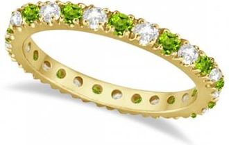 Allurez Diamond & Peridot Eternity Ring Guard Band 14K Yellow Gold (0.64ct)