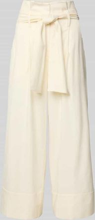 More Wide Leg Leinenhose mit Bindeg&uuml;rtel in Offwhite, Gr&ouml;&szlig;e 38