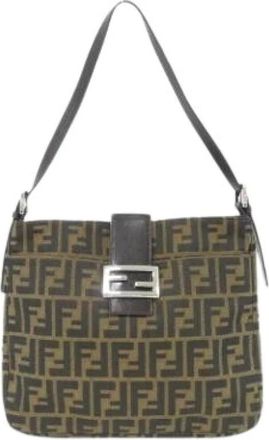 Fendi Pre-owned Shoulder Bags, female, Brown, Size: ONE SIZE Pre-owned Vintage Canvas Shoulder Bag