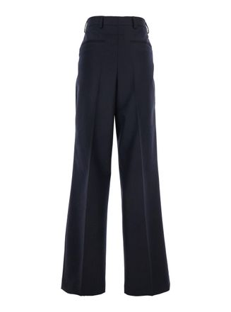 Dries Van Noten Womens Blue Wide Leg Wool Pants With Pockets Trousers