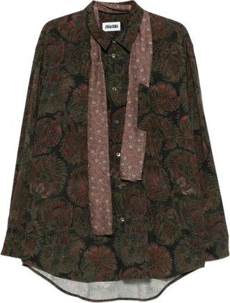 Magliano Floral overhemd met knopen - Heren - Casual Overhemden - Groen - M - Overhemden