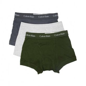 Calvin Klein Mens Core Plus 3-Pack Trunk Boxer Briefs In Snow/heather/green