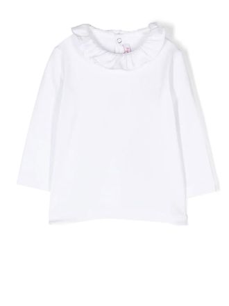 Il Gufo ruffled-collar long-sleeve top - kids - Cotton/Spandex/Elastane - 9 - White