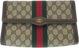 Gucci Pre-owned Clutches, female, Beige, Size: ONE SIZE Pre-owned Canvas Clutch