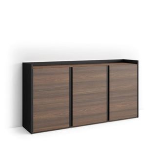 Skraut Home Aparador efecto madera roble oscuro y negro 156x35x80cm con Led