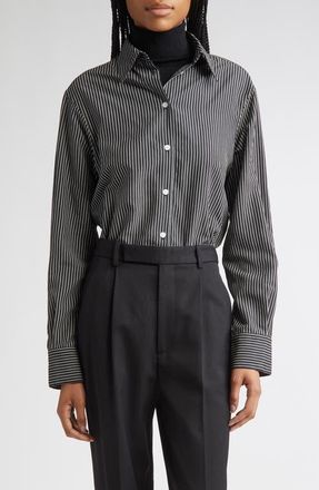 Proenza Schouler Lynsey Stripe Button-Up Shirt in Black/White at Nordstrom, Size 0