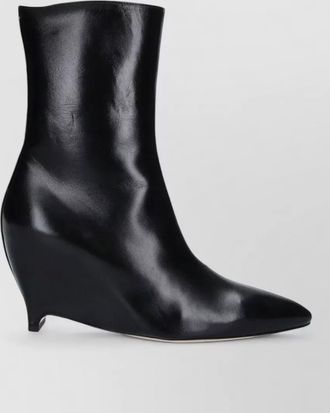 Maison Margiela leather glossy pointed-toe wedge ankle boots
