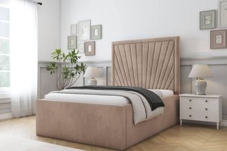 Comfort Beds Kensington Naples Bed Frame With Mattress-50 Upholstered in Light Brown | Size: Single