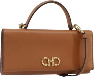 Ferragamo Pre-owned Mini Bags, female, Brown, Size: ONE SIZE Pre-owned Leather Mini Shoulder Bag