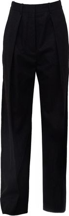 Victoria Beckham Cecilia High-Waist Flannel Wide-Leg Pants
