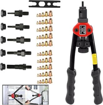 OEM Remachadora Manual, Alicates Para Insertar Remaches Con Mandriles M&eacute;tricos Intercambiables M3, M4, M5, M6 Y M8 Y 50 Tuercas, Ahorra Esfuerzo