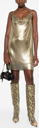 Versace Womens Mini Cocktail Dress - Mustard Metal - Size EU 36 (Womens)