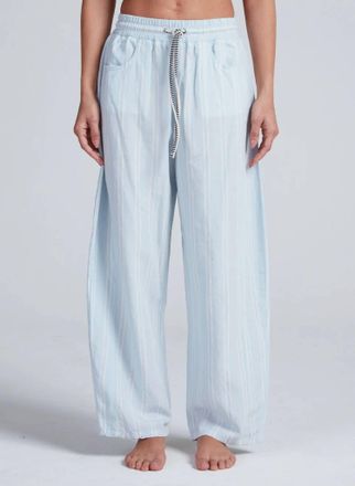 ASKK NY Cancun High Rise Pants In Blue Linen Stripe