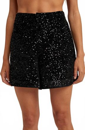 Wishlist All-Over Sequin Mini Shorts In Black
