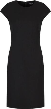 Giorgio Armani Crewneck Sheath Dress - Dames - Korte kleedjes - Zwart - XL - Wol - Kleedjes
