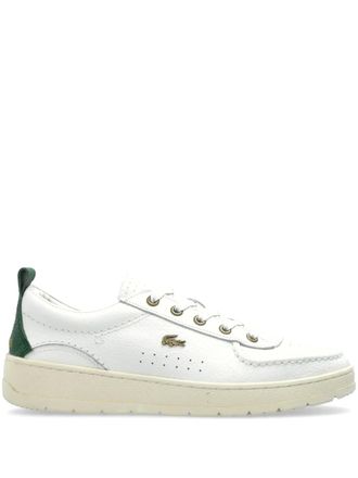 Lacoste logo-embroidered sneakers - men - Cotton/Leather/Recycled Polyester/Polyester/Grained Leather/Rubber/Polyethylene vinyl acetate (PEVA)/Re