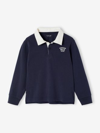 Vertbaudet Gestreiftes Jungen Poloshirt mit Kontrast-Kragen marine