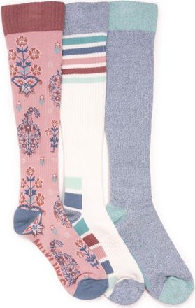 Muk Luks Assorted 3-Pack Cotton Blend Knee High Compression Socks in Blush/Blue at Nordstrom