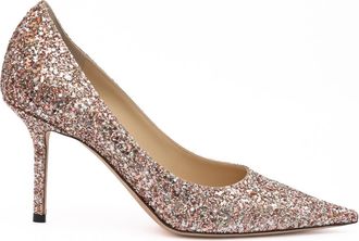Jimmy Choo London Rose Coarse Glitter Love 85 Womens Pumps