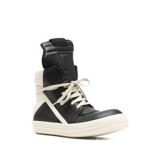 Rick Owens Calf Leather and Fabric High-Top Sneaker - Black