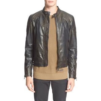 Belstaff Outlaw Leather Moto Jacket in Black at Nordstrom, Size 46 Eu