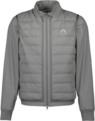 Moncler Logo-patch Gilet - Heren - Winterjassen - Grijs - 2XL - Polyester - Jassen