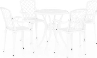 vidaXL Mesa Y Sillas De Bistr&oacute; 5 Piezas Aluminio Fundido Blanco Vidaxl