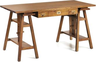 Moycor Escritorio de madera marr&oacute;n ajustable anch. 152 cm