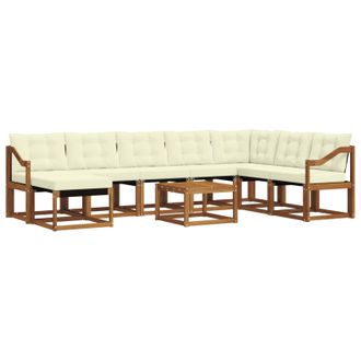 vidaXL Conjunto De Sof&aacute;s De Exterior Con Coj&iacute;n 9 Pcs Natural Y Crema Vidaxl