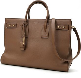 Saint Laurent Brown White Leather Pouch (Pre-Owned)