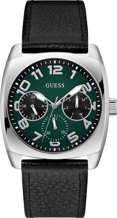 Guess Xander Leather Strap Watch, 40.5mm in Black at Nordstrom