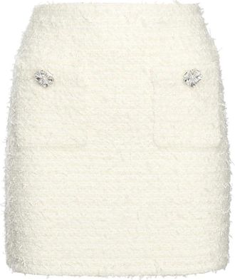 Self Portrait Rokken, Dames, Wit, L, Katoen, Crème Textuur Gebreide Mini Rok