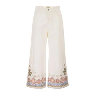 Max Mara Adunco Wide Leg Cropped Jeans - Dames - Jeans - Wit - Maat: L Katoen