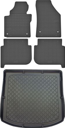 OEM Volkswagen Touran I Van De 2010-2015 Set - Alfombrillas De Goma Para Coche + Alfombrilla Para Maletero