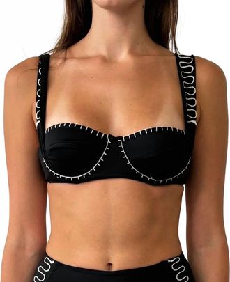 Carolina K Womens Carmel Bikini Top In Black/cream