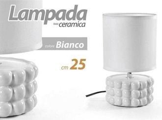 Trade Shop Trade Shop Traesio - Trade Shop - Lampada Abat Jour Tavolo Comodino E14 Base Ceramica Rilievo Lux 25 X 15cm 837418